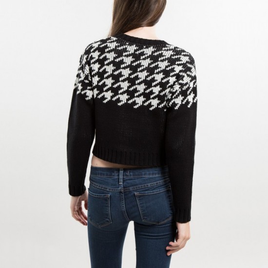 Houndstooth Jumper Sweater Black