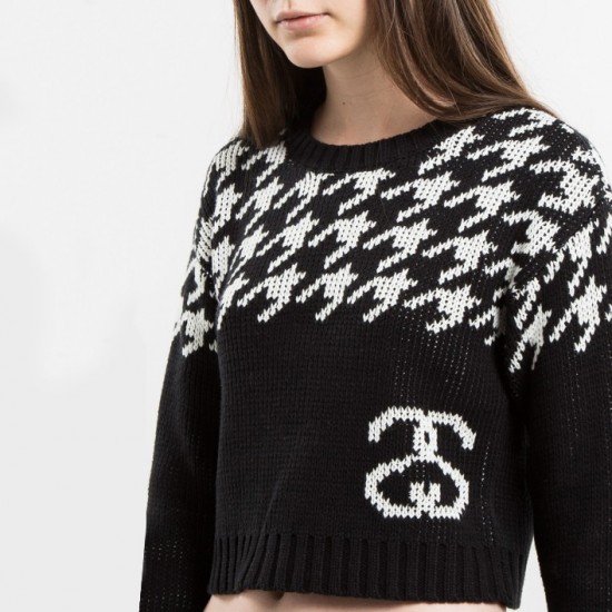 Houndstooth Jumper Sweater Black